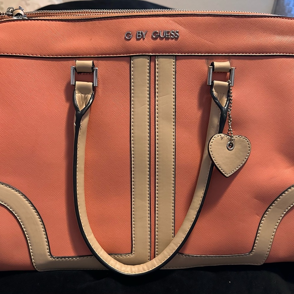 Guess Coral and Beige Tote Bag